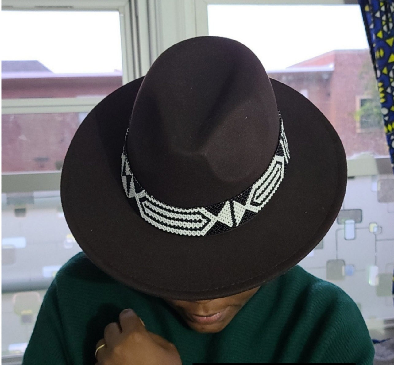 Hand beaded fedora hat