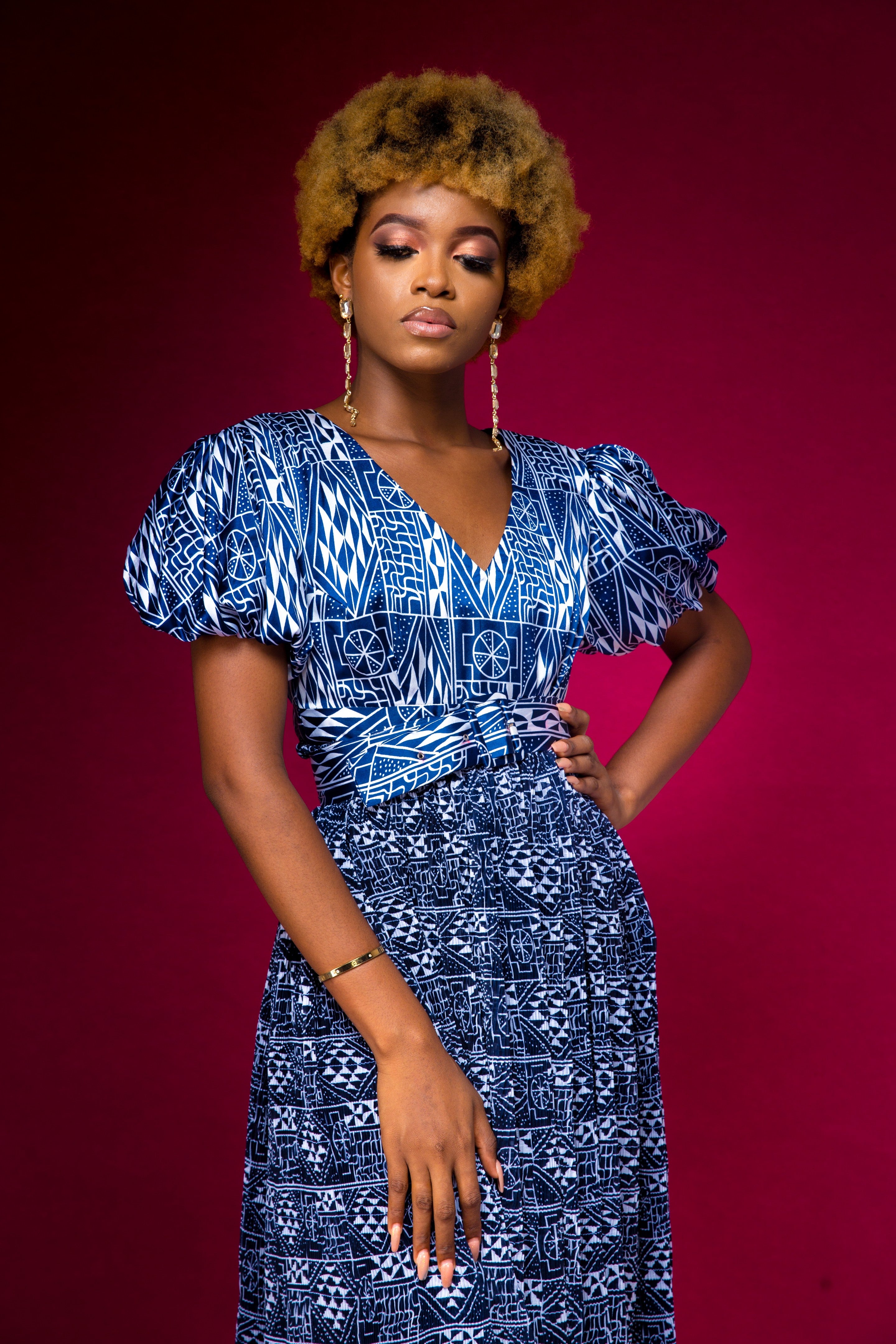 Shades of ndop midi dress