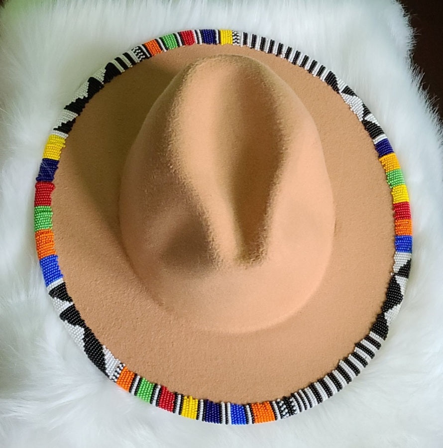 Hand beaded fedora hat