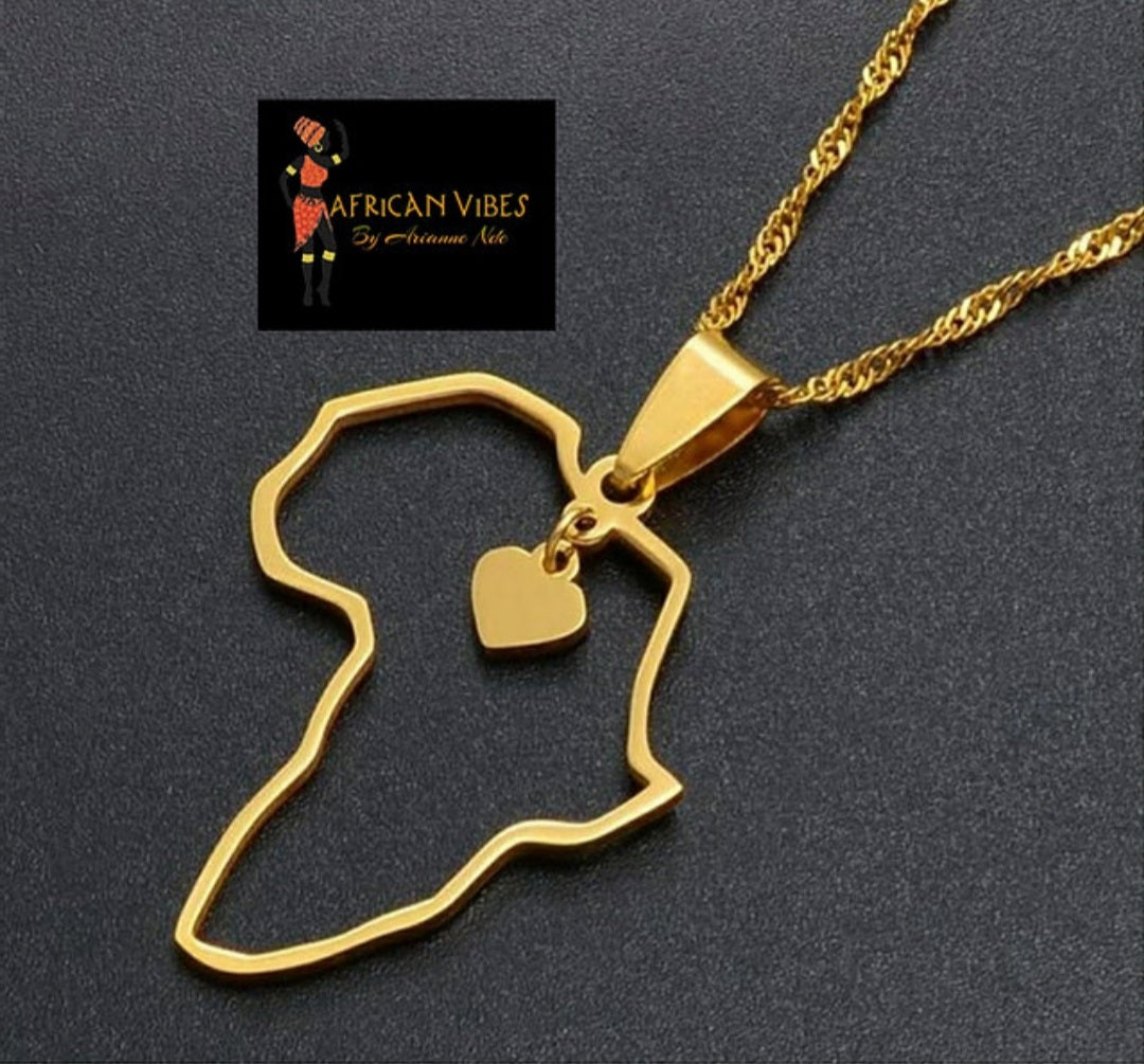 Africa map necklace