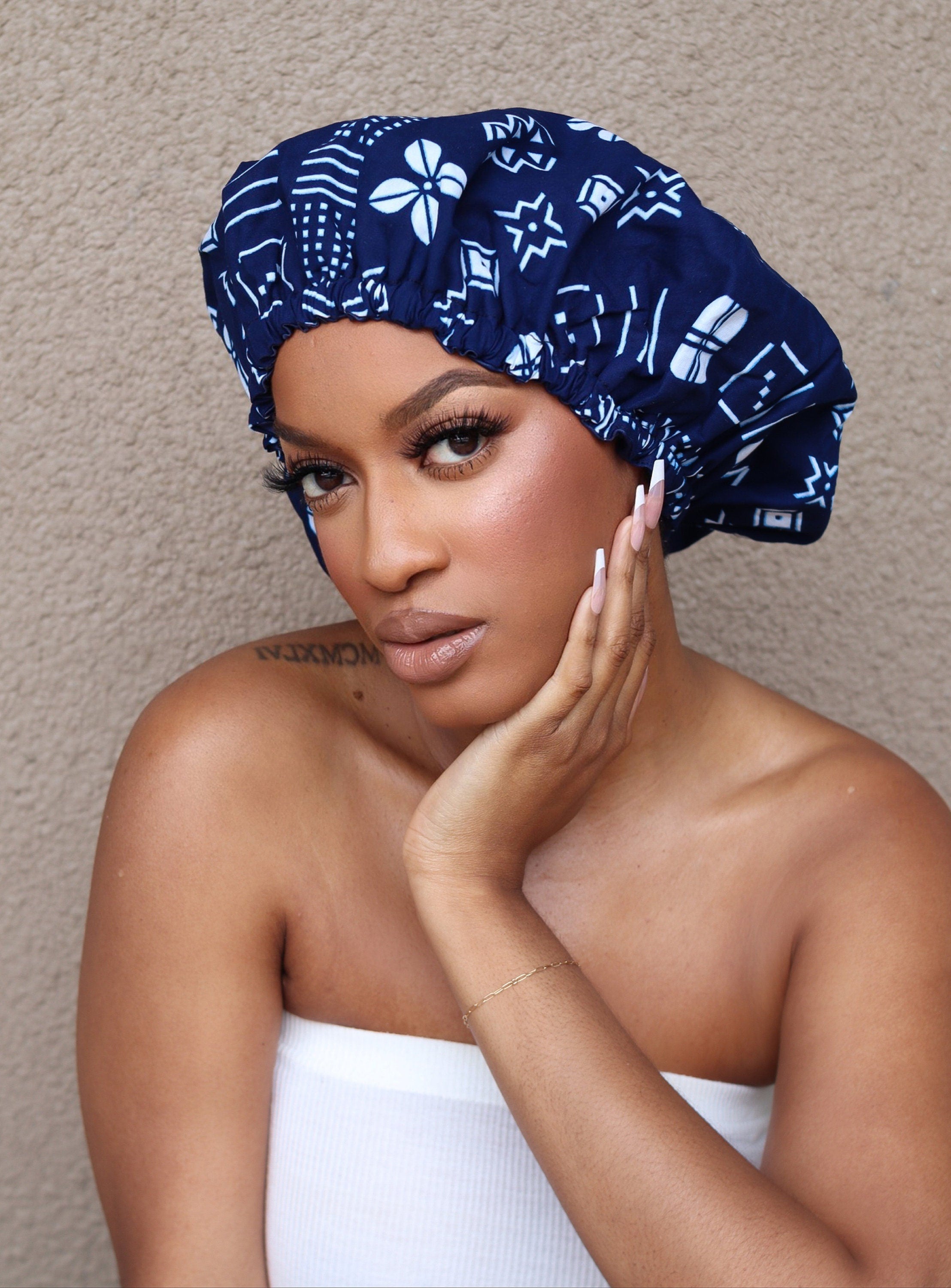 Ankara / silk reversible bonnet, African print bonnet, silk bonnet, wax print bonnet,