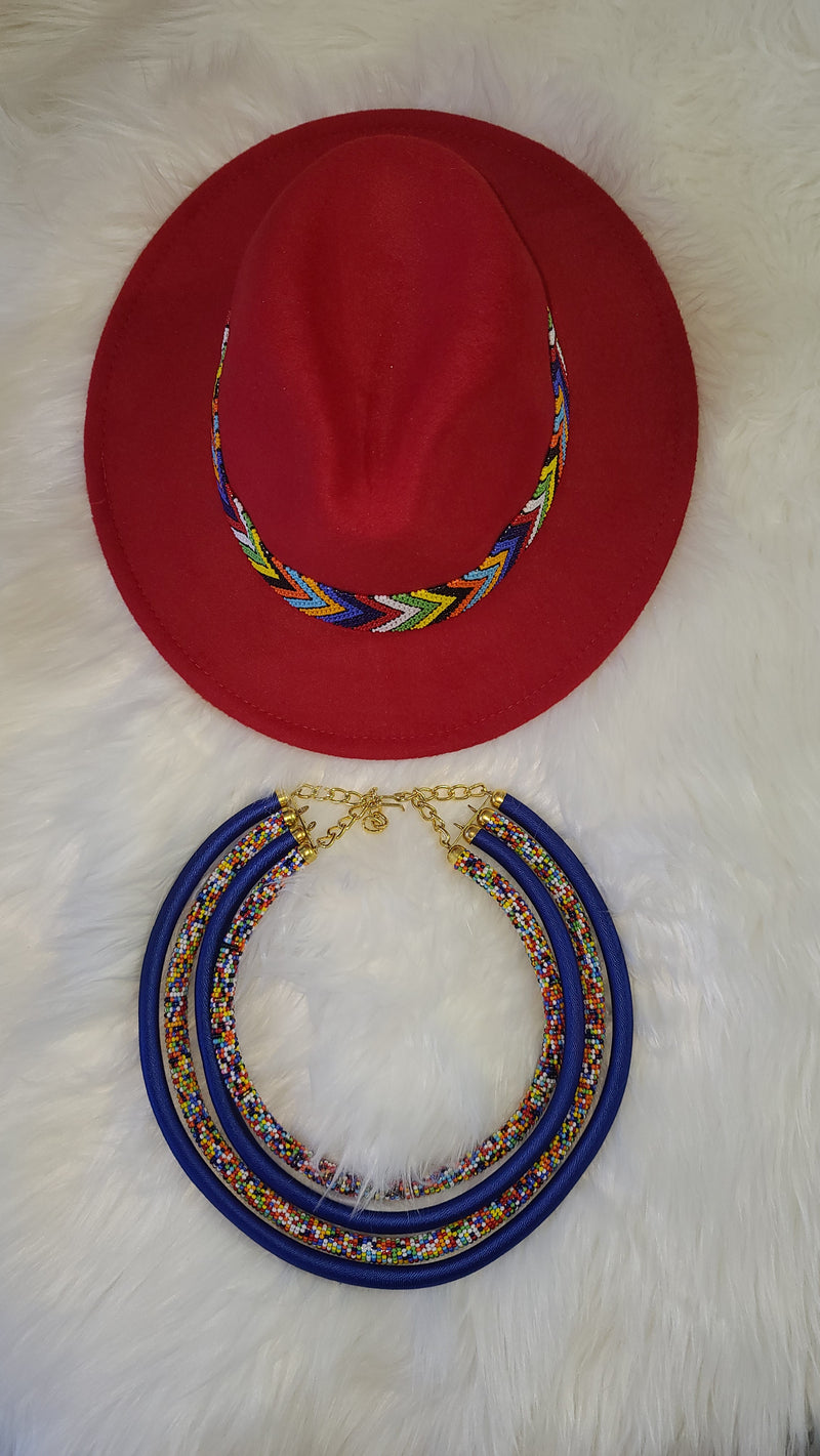Maasaï hat & necklace set